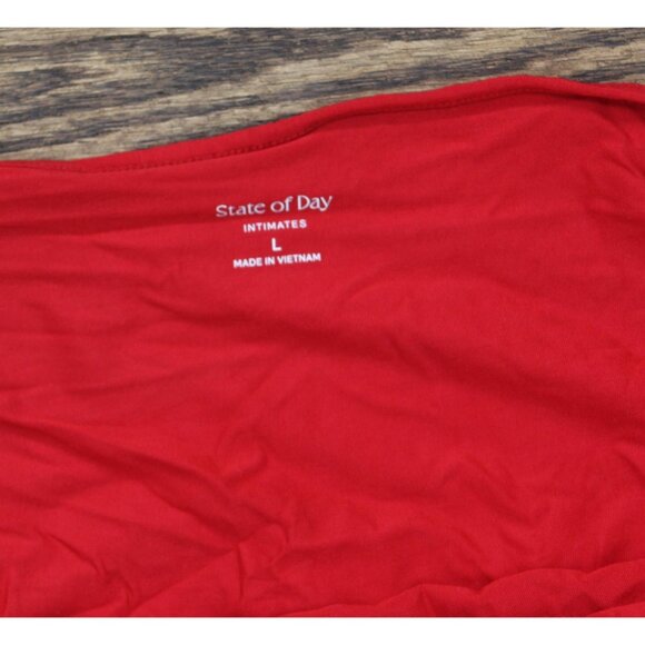 NEW State Of Day Womens Lace-Trim Camisole Pajama Top 100198303MS Tango Red L - Picture 4 of 6